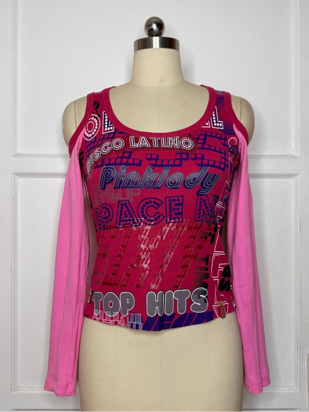 Miss Sixty pink shoulder cut out tee